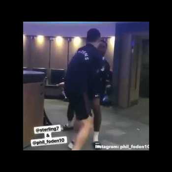 Raheem Sterling and Phil Foden Pre Game Boxing Match Manchester City FC